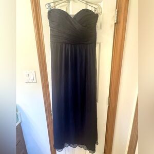 Jenny Yoo Collection Ruched Sweetheart Maxi Dress in Navy Blue